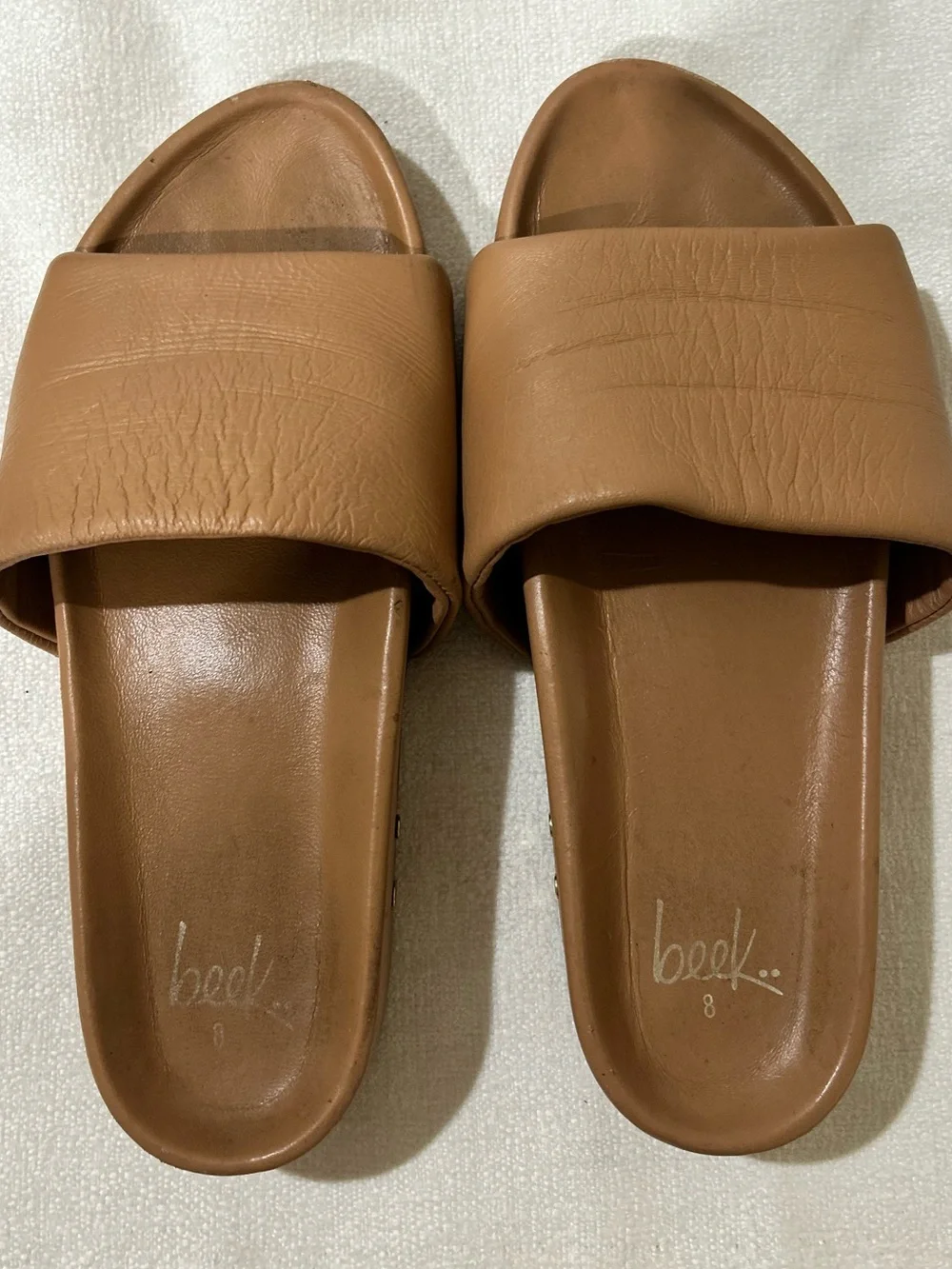 Beek Pelican Leather Platform Sandal SIZE:8